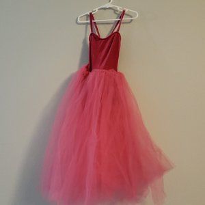 Weissman Pink ballerina long length leotard and tutu dance costume dress